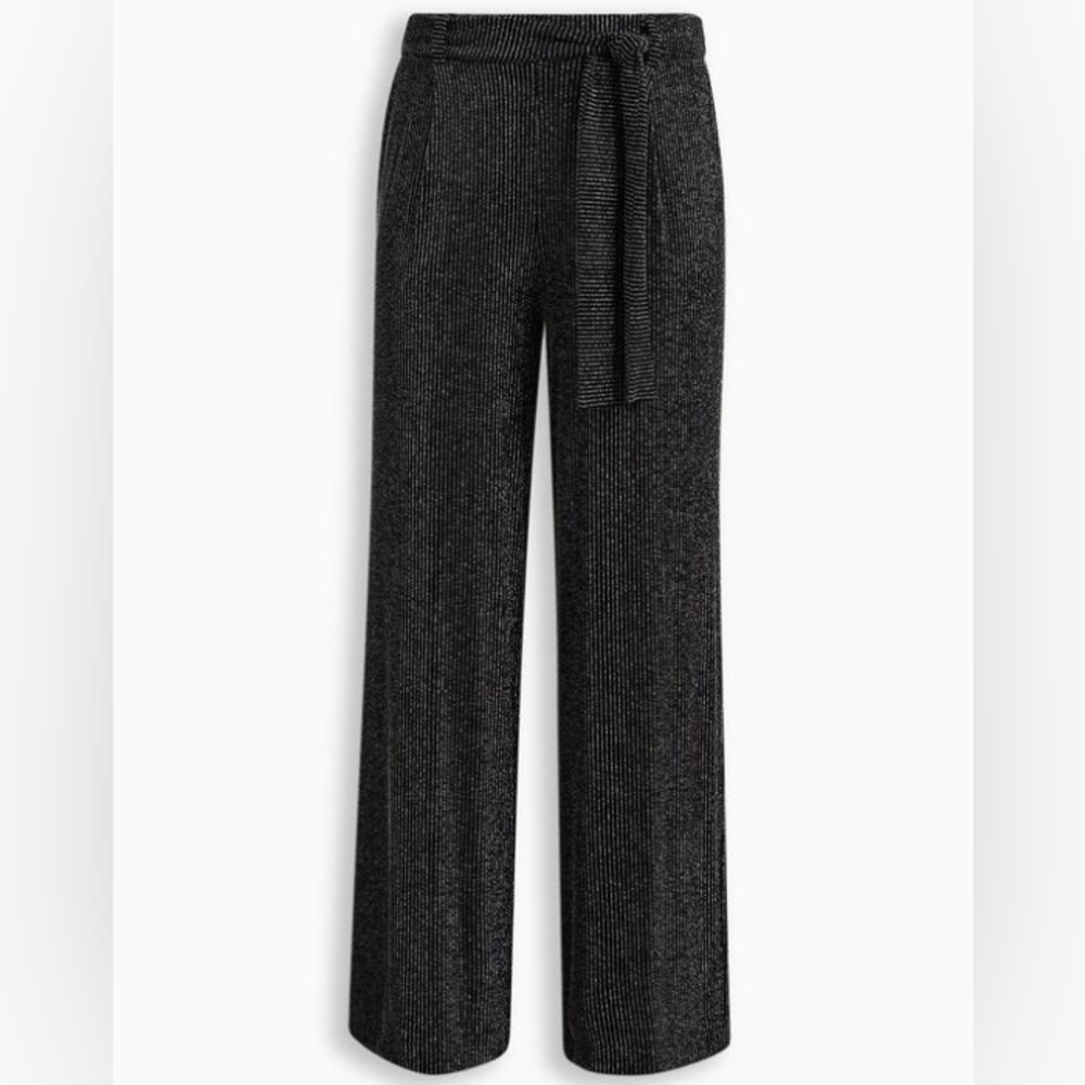 Flat Front Glitter Stripe Wide Leg Belted Pants⛓️ - Picture 5 of 9